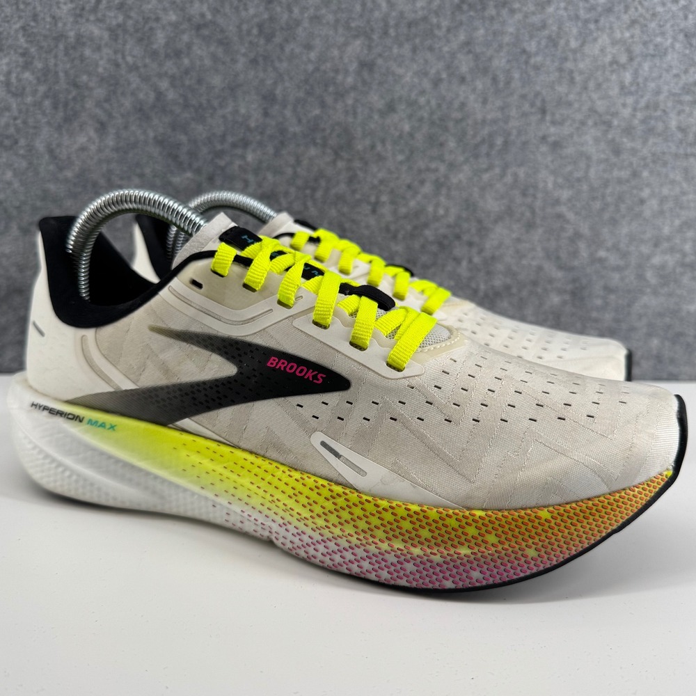 Brooks Hyperion Max Running Shoes Womens 8.5 White Yellow DNA FLASH 1203771B196